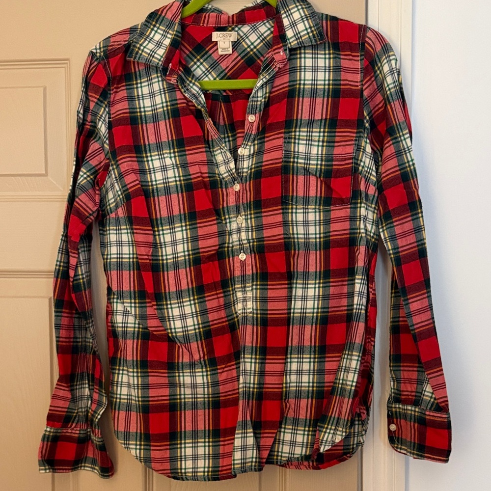 J.Crew Factory Red and Green Plaid Shirt